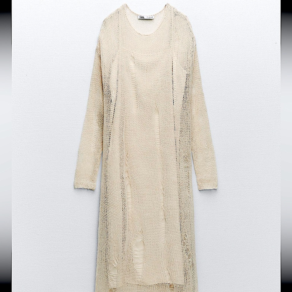 Wool Blend Dress with Rips